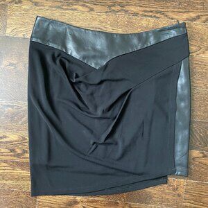 The Kooples black Soft Lamb leather panel mini skirt-Size Large
